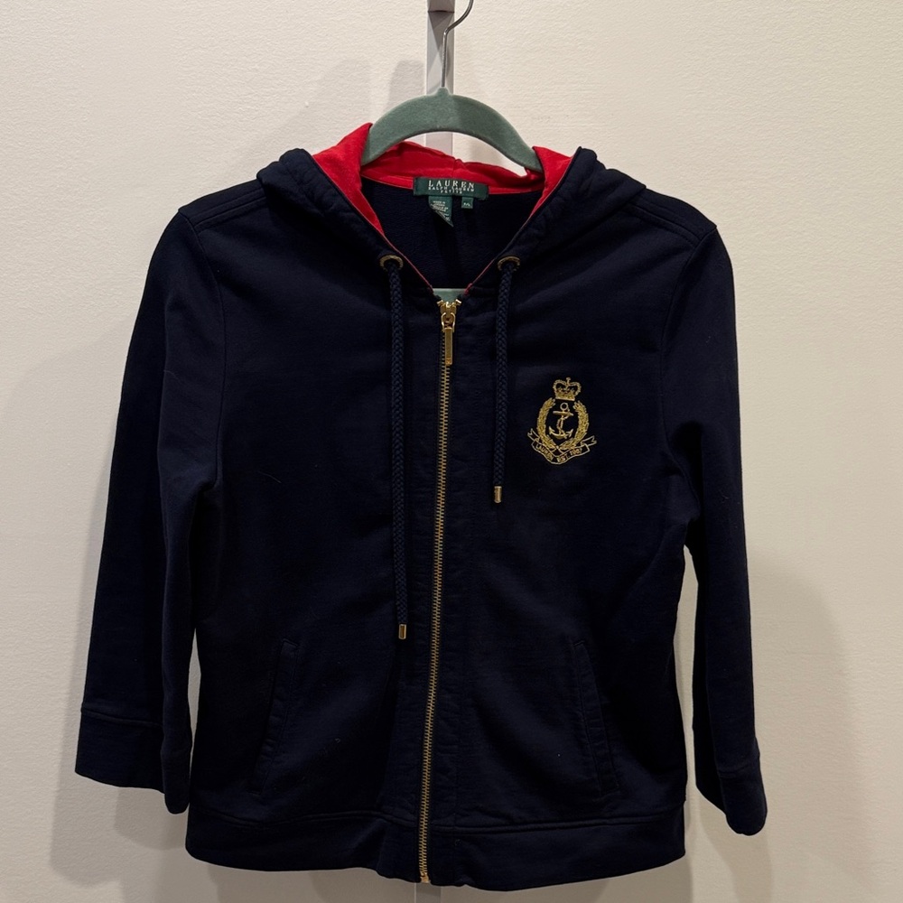 Vintage Lauren Ralph Lauren Navy Full Zip Hoodie LP Classic Y2K